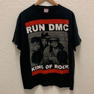Run DMC Official King of Rock Tour Black T shirt Sz L Y2K Vtg